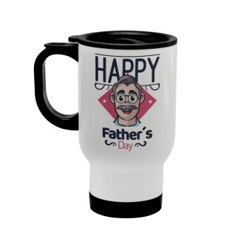 Για την γιορτή του μπαμπά!, Stainless steel travel mug with lid, double wall white 450ml
