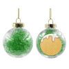 Transparent Christmas tree ball ornament with green filling 8cm