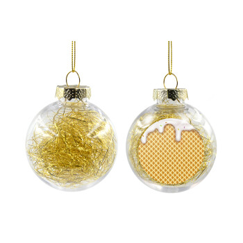 Παγωτό, Transparent Christmas tree ball ornament with gold filling 8cm