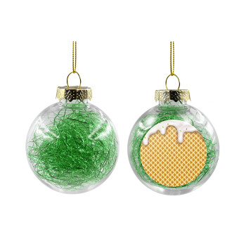 Παγωτό, Χριστουγεννιάτικη μπάλα δένδρου διάφανη με πράσινο γέμισμα 8cm
