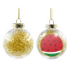 Transparent Christmas tree ball ornament with gold filling 8cm