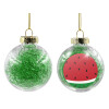 Transparent Christmas tree ball ornament with green filling 8cm