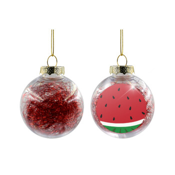 Καρπούζι, Transparent Christmas tree ball ornament with red filling 8cm