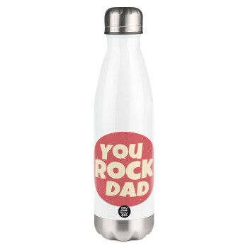YOU ROCK DAD, Metal mug thermos White (Stainless steel), double wall, 500ml