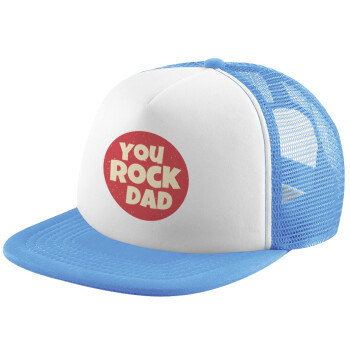 YOU ROCK DAD, Child's Soft Trucker Hat with Blue/White Mesh (POLYESTER, CHILD, ONE SIZE)