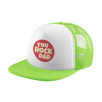YOU ROCK DAD, Καπέλο Soft Trucker με Δίχτυ Πράσινο/Λευκό