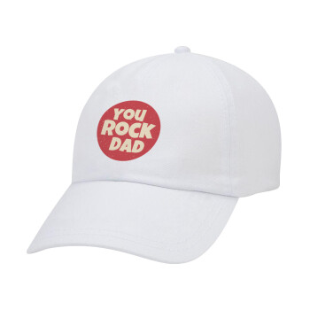 YOU ROCK DAD, Καπέλο Ενηλίκων Baseball Λευκό 5-φύλλο (POLYESTER, ΕΝΗΛΙΚΩΝ, UNISEX, ONE SIZE)