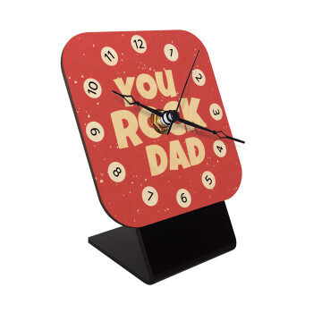YOU ROCK DAD, Επιτραπέζιο ρολόι σε φυσικό ξύλο (10cm)