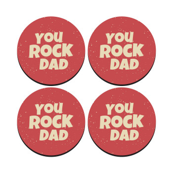 YOU ROCK DAD, SET of 4 round wooden coasters (9cm)