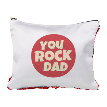 YOU ROCK DAD, Τσαντάκι νεσεσέρ με πούλιες (Sequin) Κόκκινο