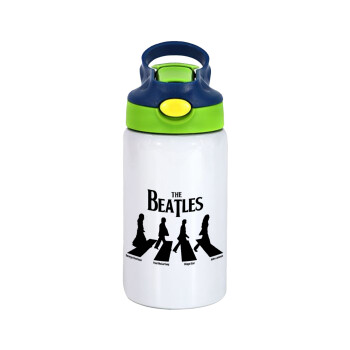 The Beatles, Abbey Road, Children's hot water bottle, stainless steel, with safety straw, green, blue (350ml)