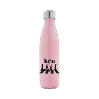 The Beatles, Abbey Road, Metal mug thermos Pink Iridiscent (Stainless steel), double wall, 500ml