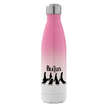 The Beatles, Abbey Road, Metal mug thermos Pink/White (Stainless steel), double wall, 500ml