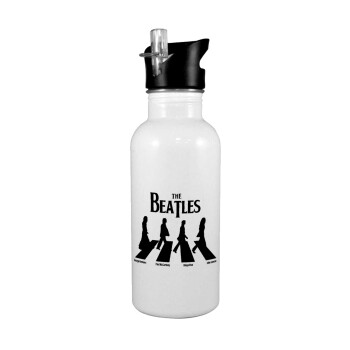 The Beatles, Abbey Road, White water bottle with straw, stainless steel 600ml