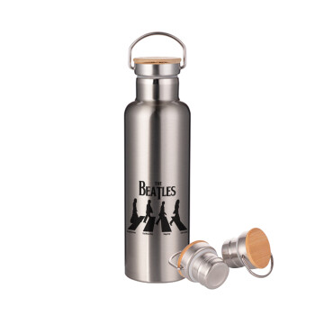 The Beatles, Abbey Road, Stainless steel Silver with wooden lid (bamboo), double wall, 750ml