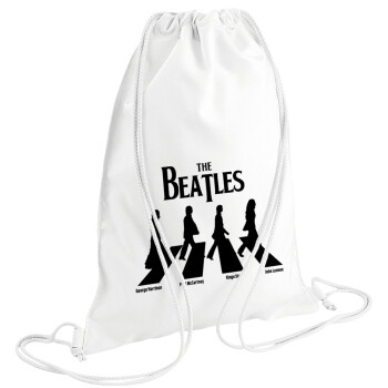 The Beatles, Abbey Road, Τσάντα πλάτης πουγκί GYMBAG λευκή (28x40cm)