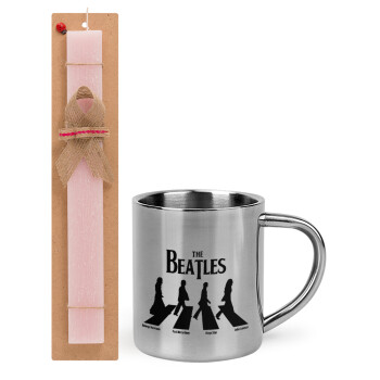 The Beatles, Abbey Road, Easter Set, metallic thermal cup (300ml) & aromatic flat Easter candle (30cm) (PINK)