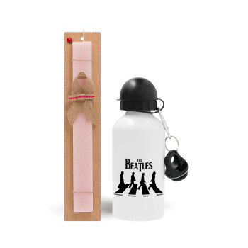 The Beatles, Abbey Road, Easter Set, metallic aluminum bottle (500ml) & aromatic flat Easter candle (30cm) (PINK)