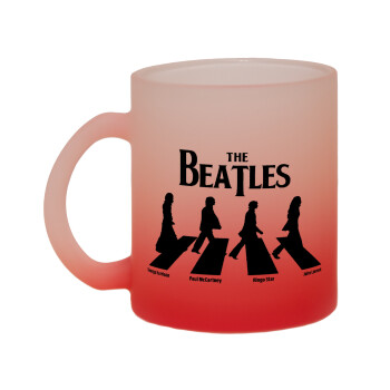 The Beatles, Abbey Road, Κούπα γυάλινη δίχρωμη με βάση το κόκκινο ματ, 330ml