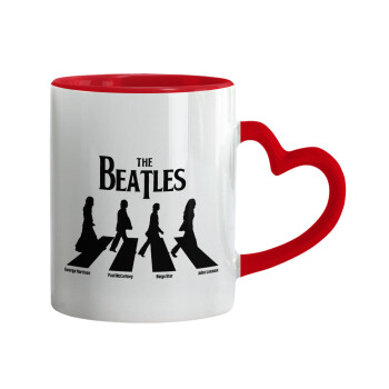 The Beatles, Abbey Road, Mug heart red handle, ceramic, 330ml