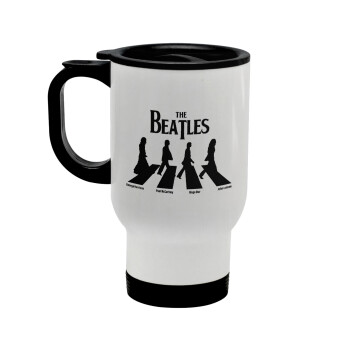 The Beatles, Abbey Road, Stainless steel travel mug with lid, double wall white 450ml