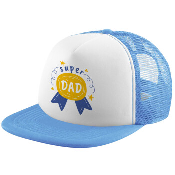 Μπαμπά είσαι για μετάλλιο, Καπέλο Soft Trucker με Δίχτυ Γαλάζιο/Λευκό