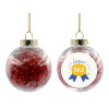 Transparent Christmas tree ball ornament with red filling 8cm