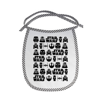 Star Wars Pattern, Σαλιάρα μωρού αλέκιαστη με κορδόνι Μαύρη