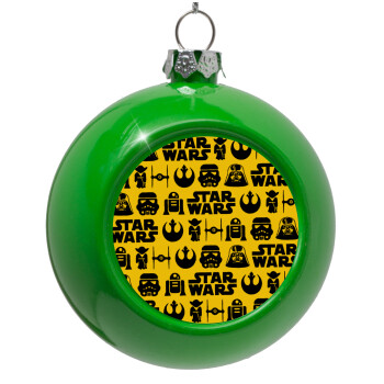 Star Wars Pattern, Green Christmas tree ornament bauble 8cm