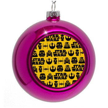 Star Wars Pattern, Purple Christmas tree ornament bauble 8cm