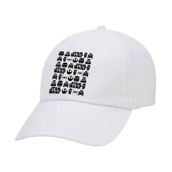 Star Wars Pattern, Καπέλο Ενηλίκων Baseball Λευκό 5-φύλλο (POLYESTER, ΕΝΗΛΙΚΩΝ, UNISEX, ONE SIZE)