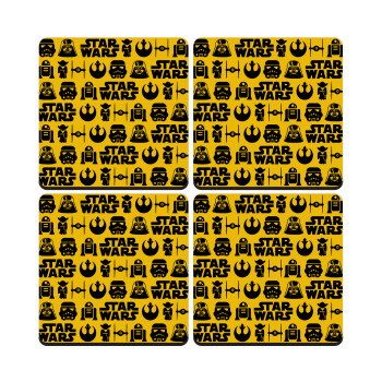 Star Wars Pattern, ΣΕΤ 4 Σουβέρ ξύλινα τετράγωνα (9cm)