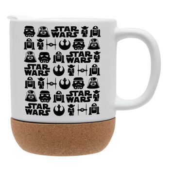 Star Wars Pattern, Κούπα, κεραμική με βάση φελού και καπάκι (ΜΑΤ), 330ml (1 τεμάχιο)