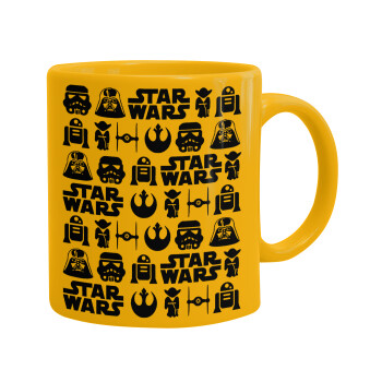 Star Wars Pattern, Ceramic coffee mug yellow, 330ml