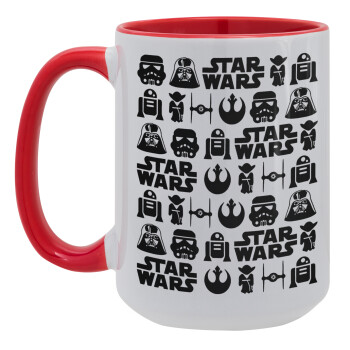 Star Wars Pattern, Κούπα Mega 15oz, κεραμική Κόκκινη, 450ml