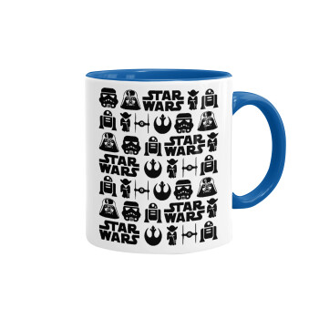 Star Wars Pattern, Κούπα χρωματιστή μπλε, κεραμική, 330ml