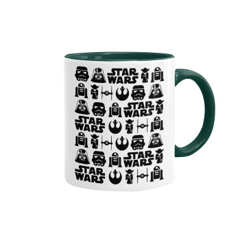 Star Wars Pattern, Κούπα χρωματιστή πράσινη, κεραμική, 330ml