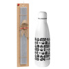 Easter Set, metallic stainless thermos bottle (500ml) & scented flat Easter candle (30cm) (GRAY)