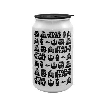 Star Wars Pattern, Κούπα ταξιδιού μεταλλική με καπάκι (tin-can) 500ml