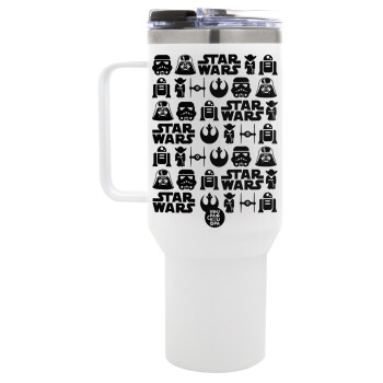 Star Wars Pattern, Mega Tumbler με καπάκι, διπλού τοιχώματος (θερμό) 1,2L