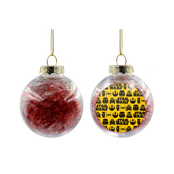 Star Wars Pattern, Transparent Christmas tree ball ornament with red filling 8cm