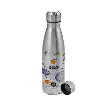 Star wars drawing, Metallic water bottle, stainless steel, 750ml