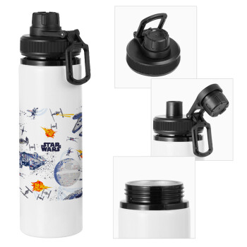 Star wars drawing, Metal water bottle with safety cap, aluminum 850ml