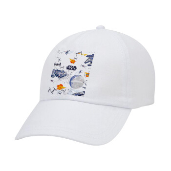 Star wars drawing, Adult Baseball Cap White 5-panel (POLYESTER, ADULT, UNISEX, ONE SIZE)