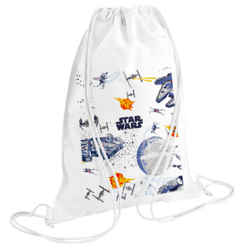 Star wars drawing, Backpack pouch GYMBAG white (28x40cm)