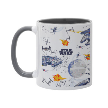 Star wars drawing, Mug colored grey, ceramic, 330ml