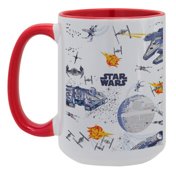 Star wars drawing, Κούπα Mega 15oz, κεραμική Κόκκινη, 450ml