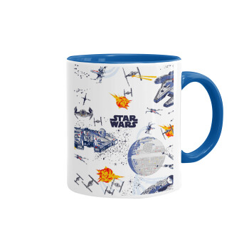 Star wars drawing, Mug colored blue, ceramic, 330ml