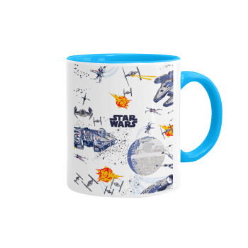 Star wars drawing, Mug colored light blue, ceramic, 330ml