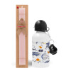 Easter Set, metallic aluminum bottle (500ml) & aromatic flat Easter candle (30cm) (PINK)